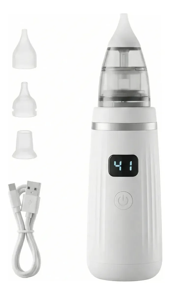 Aspirador Nasal Elétrico Para Bebê USB Recarregável Com 3 Bicos De Silicone Display Digital Sucção Ajustável Portátil Silencioso Para Limpeza Nasal Infantil Segura Para Remover Secreção - Sayonara