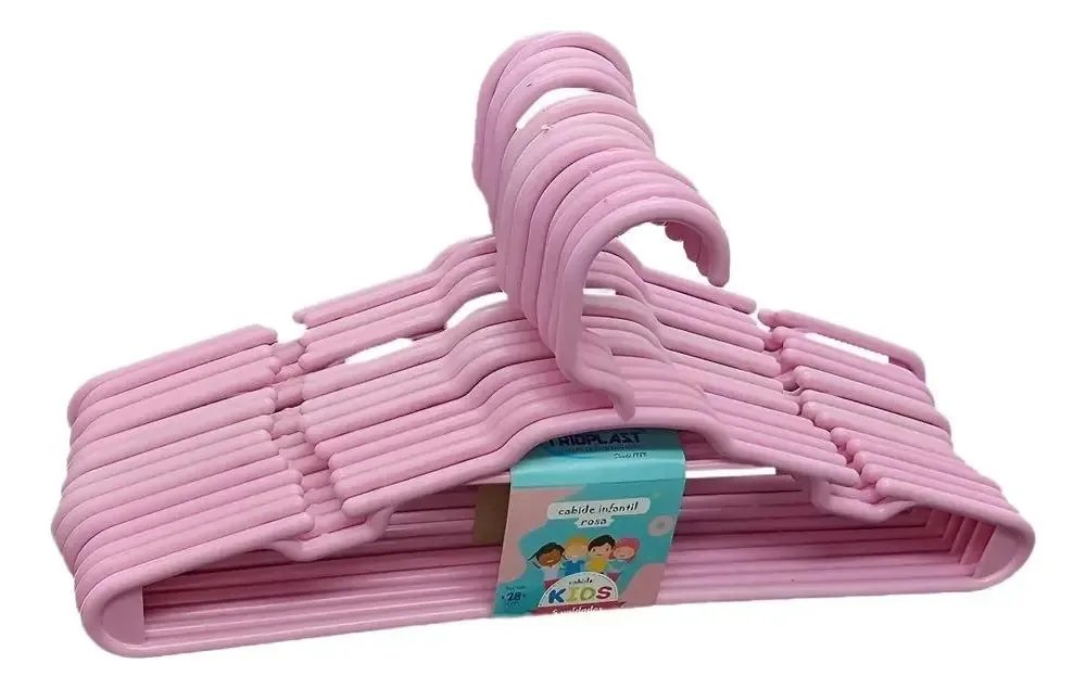 Kit 20 Cabides Infantil Bebê Trioplast Cor Rosa