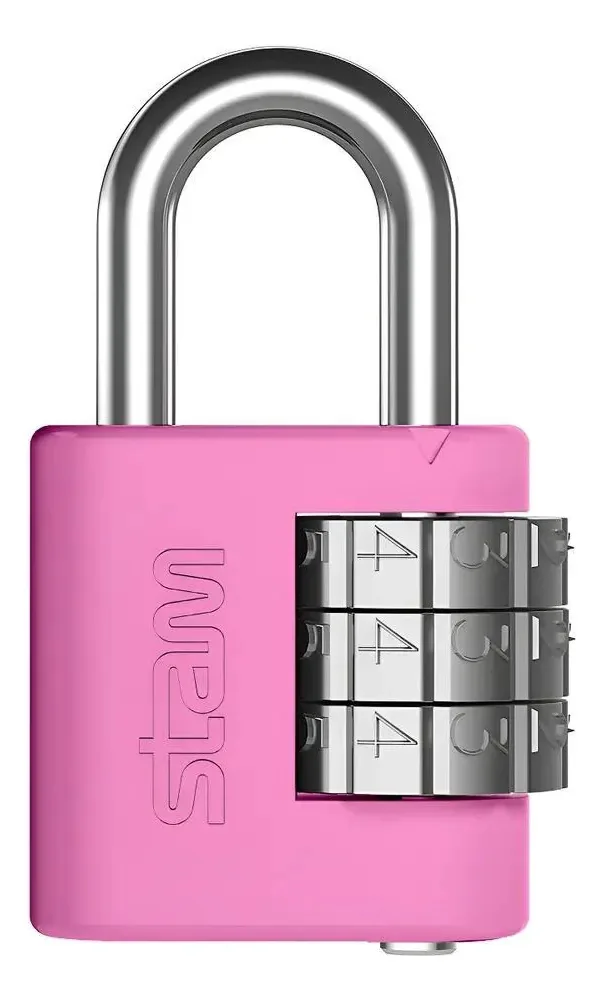 Cadeado Senha Stam 25mm: Proteja Malas, Mochilas E Ar - Rosa