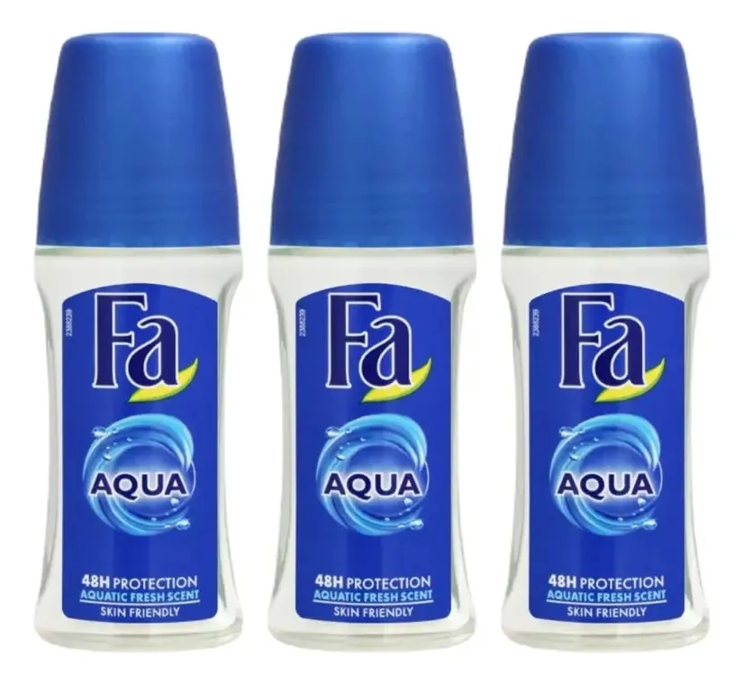 Kit 3 Desodorantes Fa Aqua Masculino Roll-on 50ml Antitranspirante