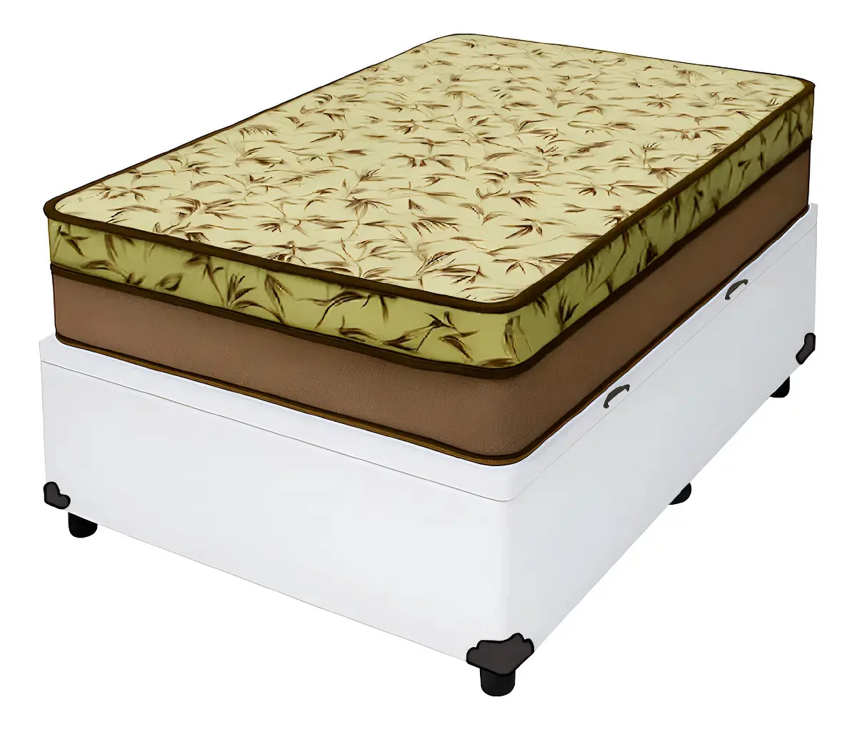 Cama Box Baú Solteiro 88cm Branco Com Colchão D33 Firme Bello Box