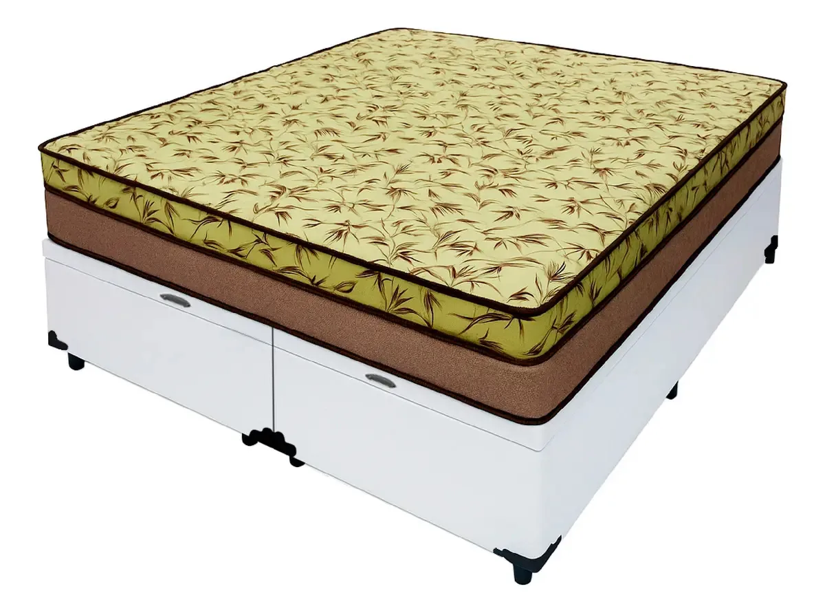 Cama Box Casal Baú Bipartido Bello Box com Colchão Tokio D33 Branco