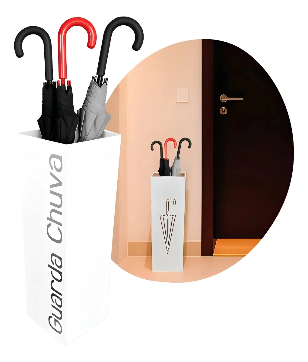 Suporte Decorativo Porta Guarda Chuvas 50 X 16 Cm Aço M898 Cor Branco
