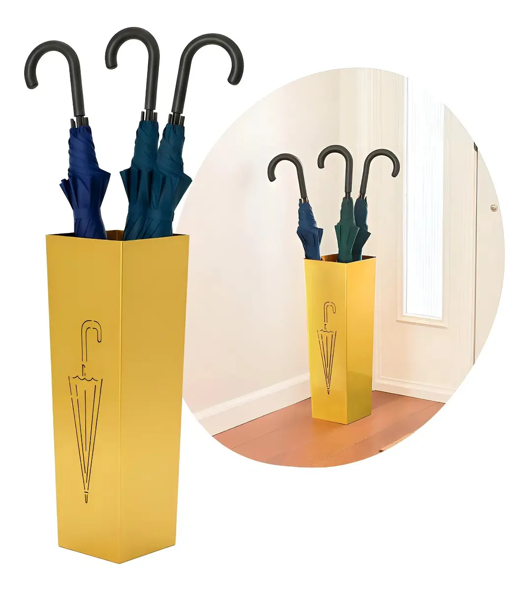 Suporte Decorativo Porta Guarda Chuvas 50 X 16 Cm Aço M898 Cor Dourado