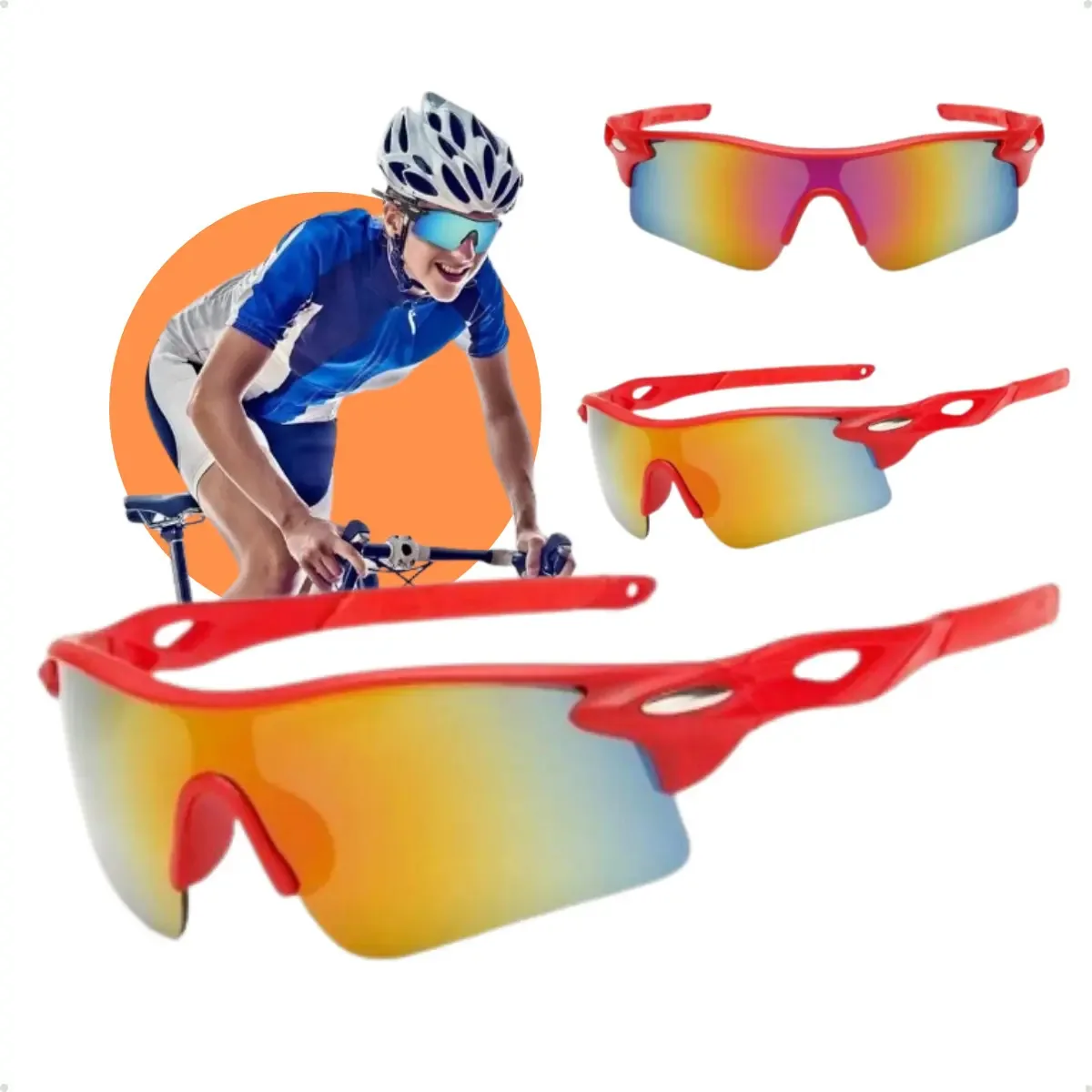 Oculos Esportivos Bike Ciclismo Speed Uv 400 Vermelho Gurumania