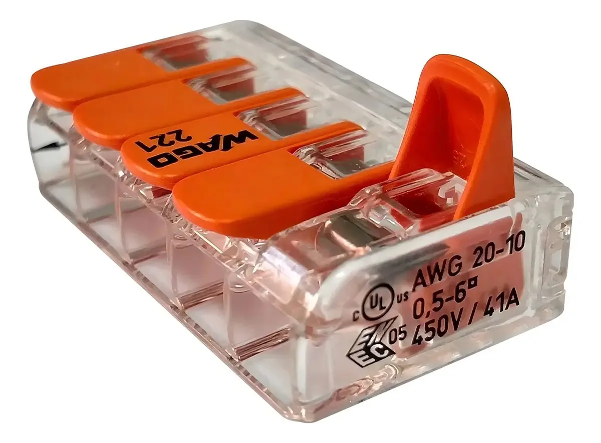 Kit Com 3 Conectores Wago Fios 6mm Mod. 221-615
