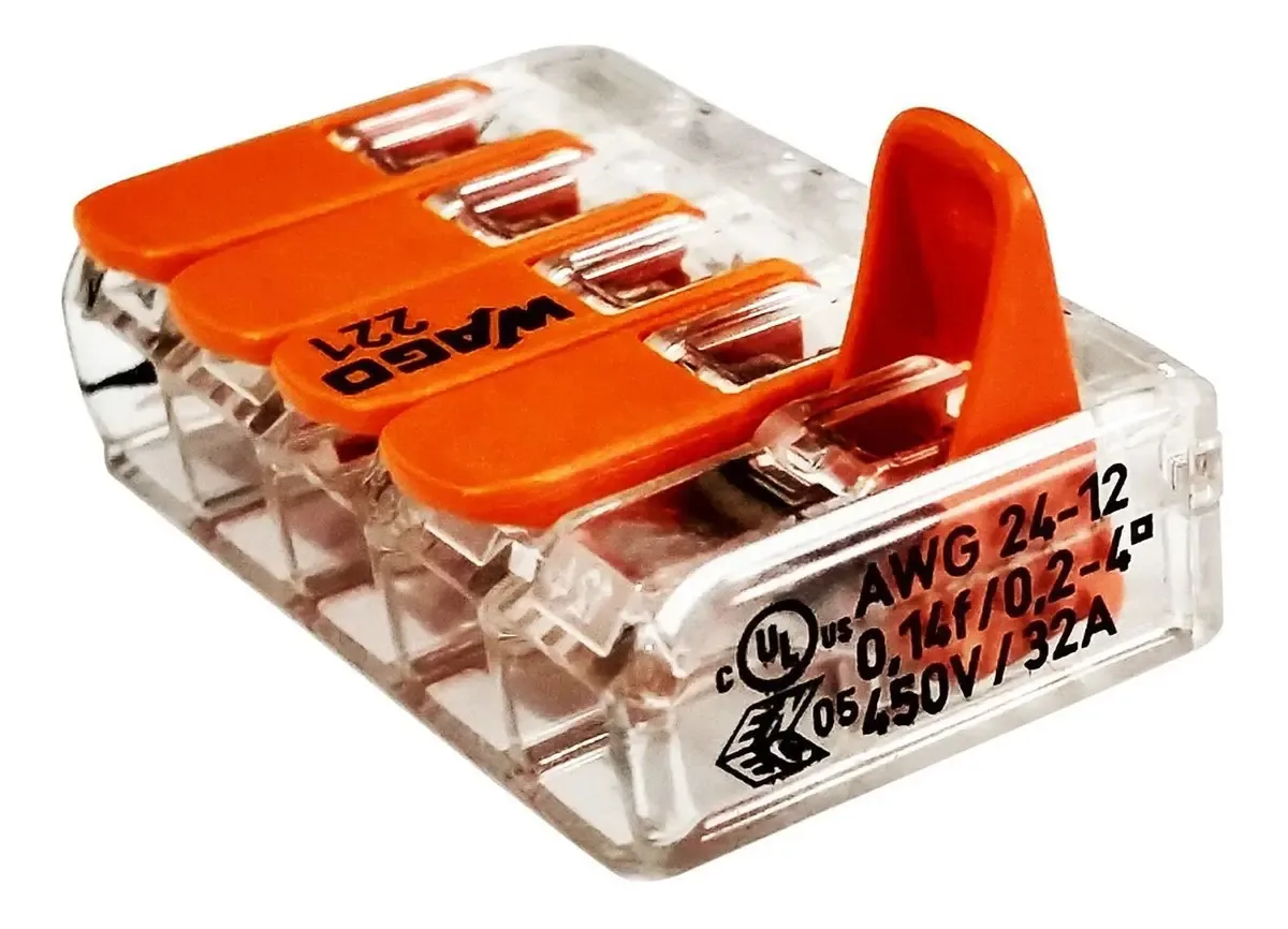 Kit Com 12 Conectores Wago Fios 4mm Mod. 221-415
