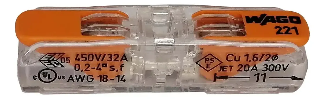 Conector Wago Inline 221-2411 / Kit 12 Unidades