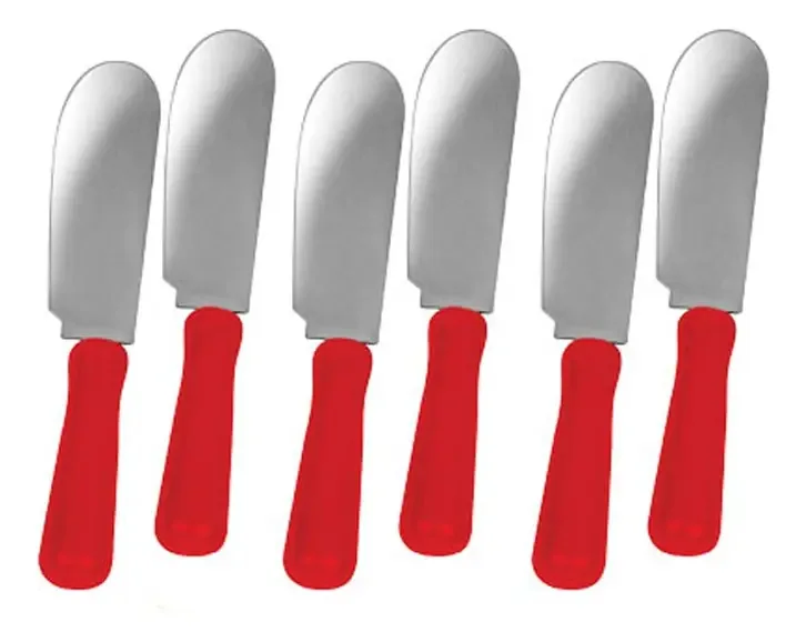 Conjunto 6 Espatulas Para Pastas Patê Manteiga Geleias Cor Vermelho