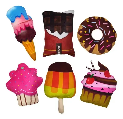Almofadas De Pelúcia Temático Doces 6 Unidades Sortidos Cor Colorido