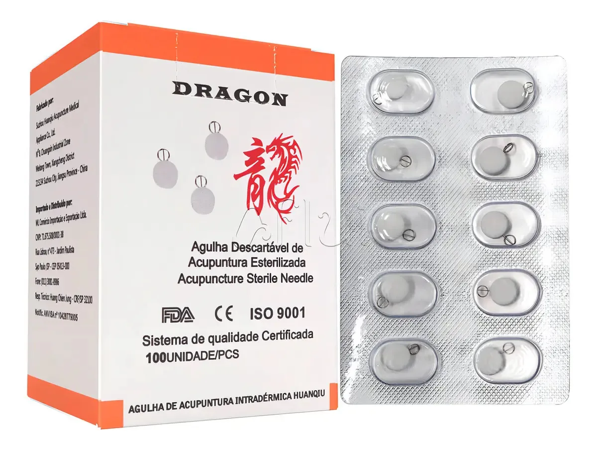 Agulha Intradérmica Dragon Akabane 0.18mm Aço Inoxidável Acupuntura 100 Un