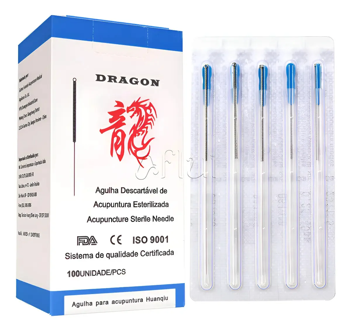 Agulha De Acupuntura 0.30x15 Dragon 100 Agulhas Cabo Loop