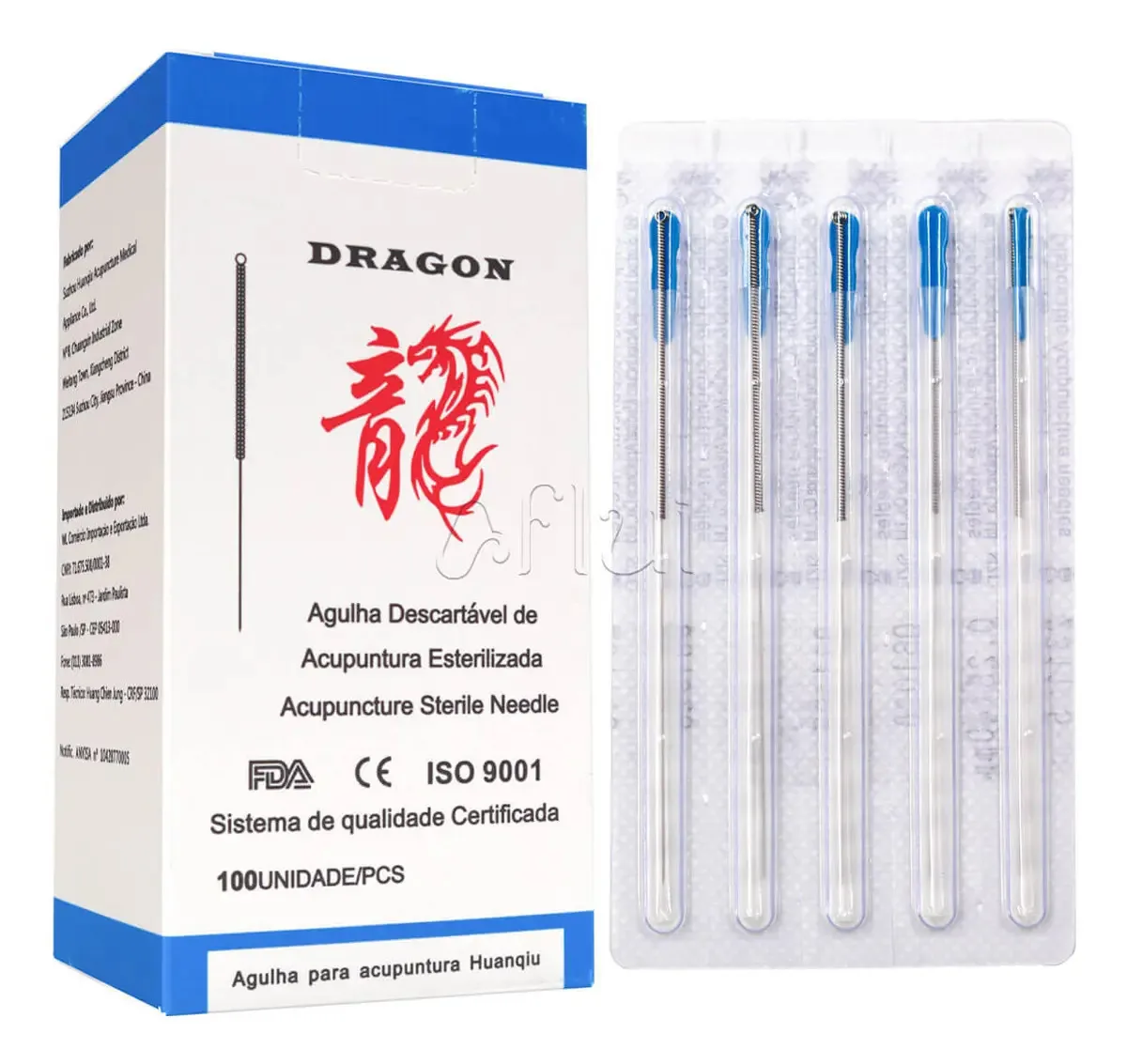 Agulha Sistêmica Acupuntura Dragon 0,3x75mm Inox 100 Un Cabo Loop