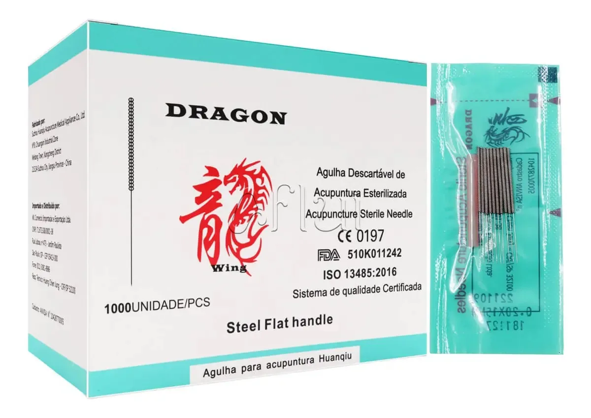 Agulha de Acupuntura Sistêmica Dragon com Cabo de Aço Inoxidável (1000 Unidades)
