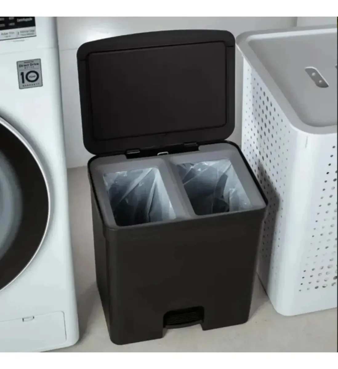 Lixeira Dupla Com Pedal 20 Litros Casa Cozinha Banheiro Separação Recicláveis E Orgânicos Compacta Uso Diário Premium Luxo - Casutil