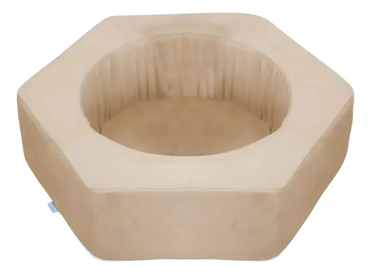 Piscina De Bolinha Hexágono Modular Infantil Em Suede Cor Areia