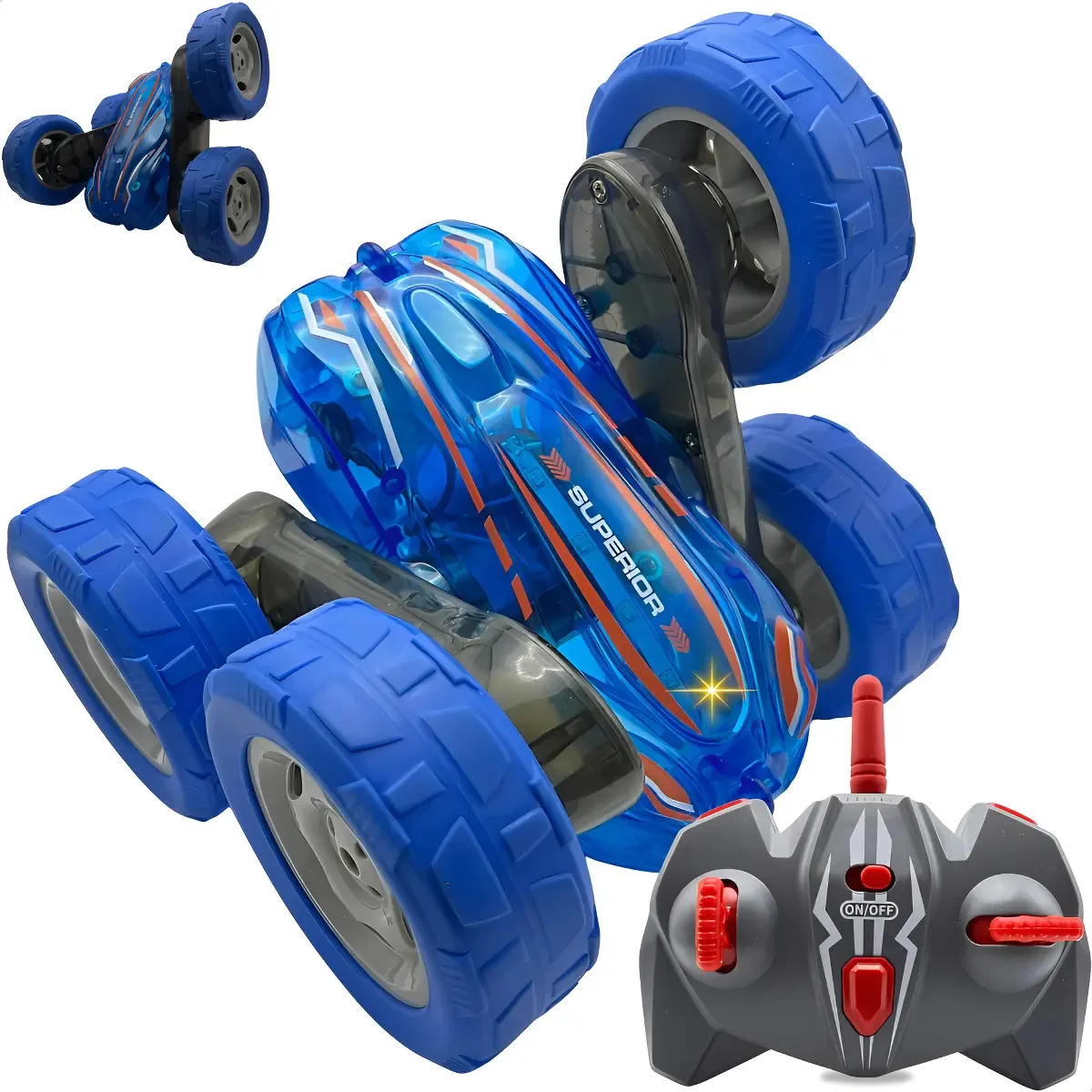Carrinho Giratório 360° Flips Com Controle Remoto 2.4 Ghz Cor Azul Personagem 360 Graus