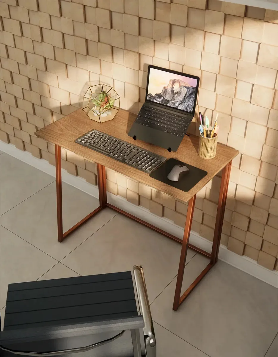 Escrivaninha Computador Cobre Mesa Escritorio Pequena Mesa Pra Pc Industrial Mdf Escrivaninha Para Quarto Mesa Estudo Freijó