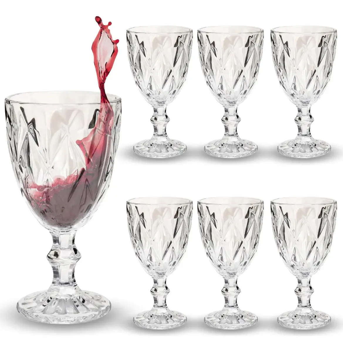 Jogo 6 Taças Vidro 330ml Transparente Kit 6