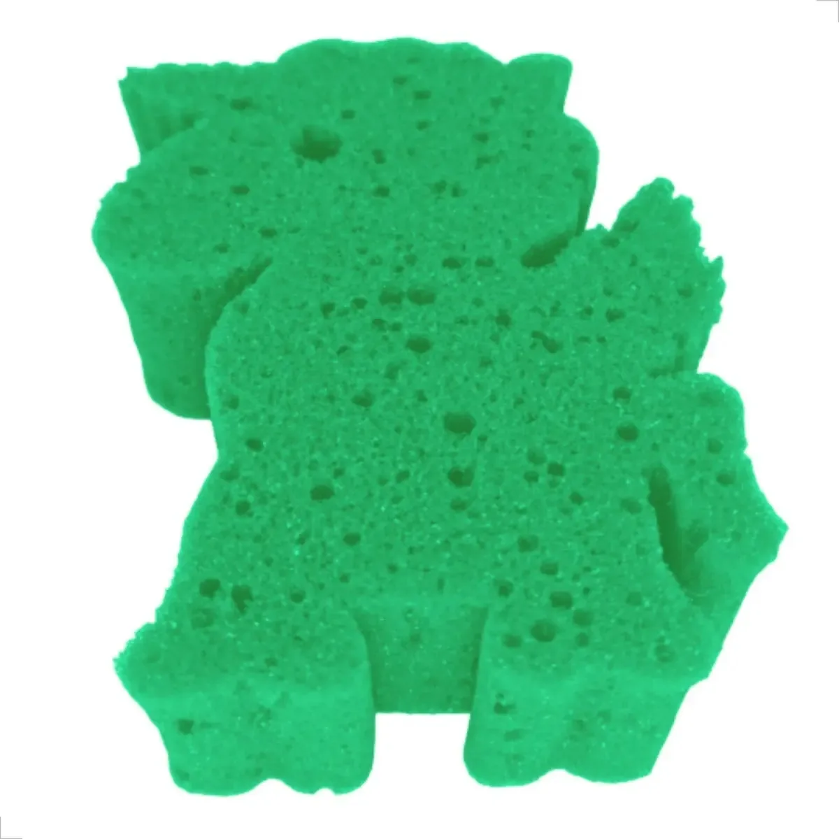 Combo Kit 35 Esponjas Bucha De Banho Infantil Criança Cor Verde Unicórnio