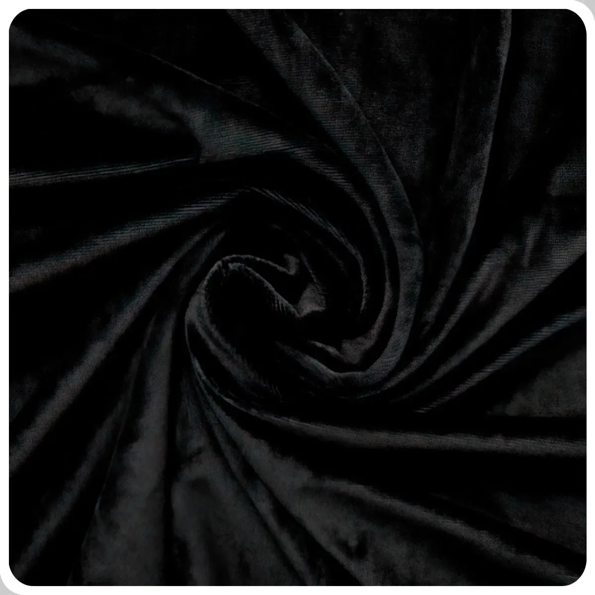 Rolo Tecido Malha Plush Liso Preto 100% Poliéster 1,6m x 12m Brás Tecidos