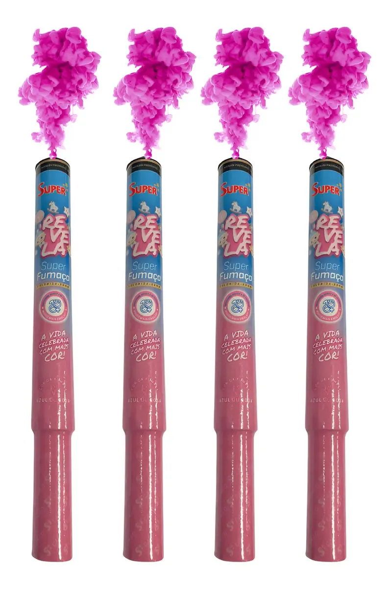 Fumaça Chá Revelação Bastão Kit C/ 04 Unidades Cor 4 Bastão Rosa