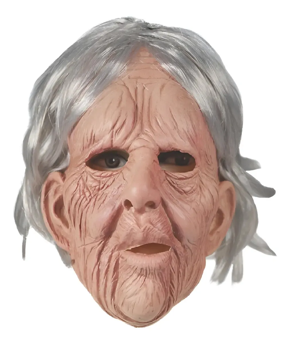 Máscara Realista Látex Senhora Idosa ROPI Halloween Cosplay Bege
