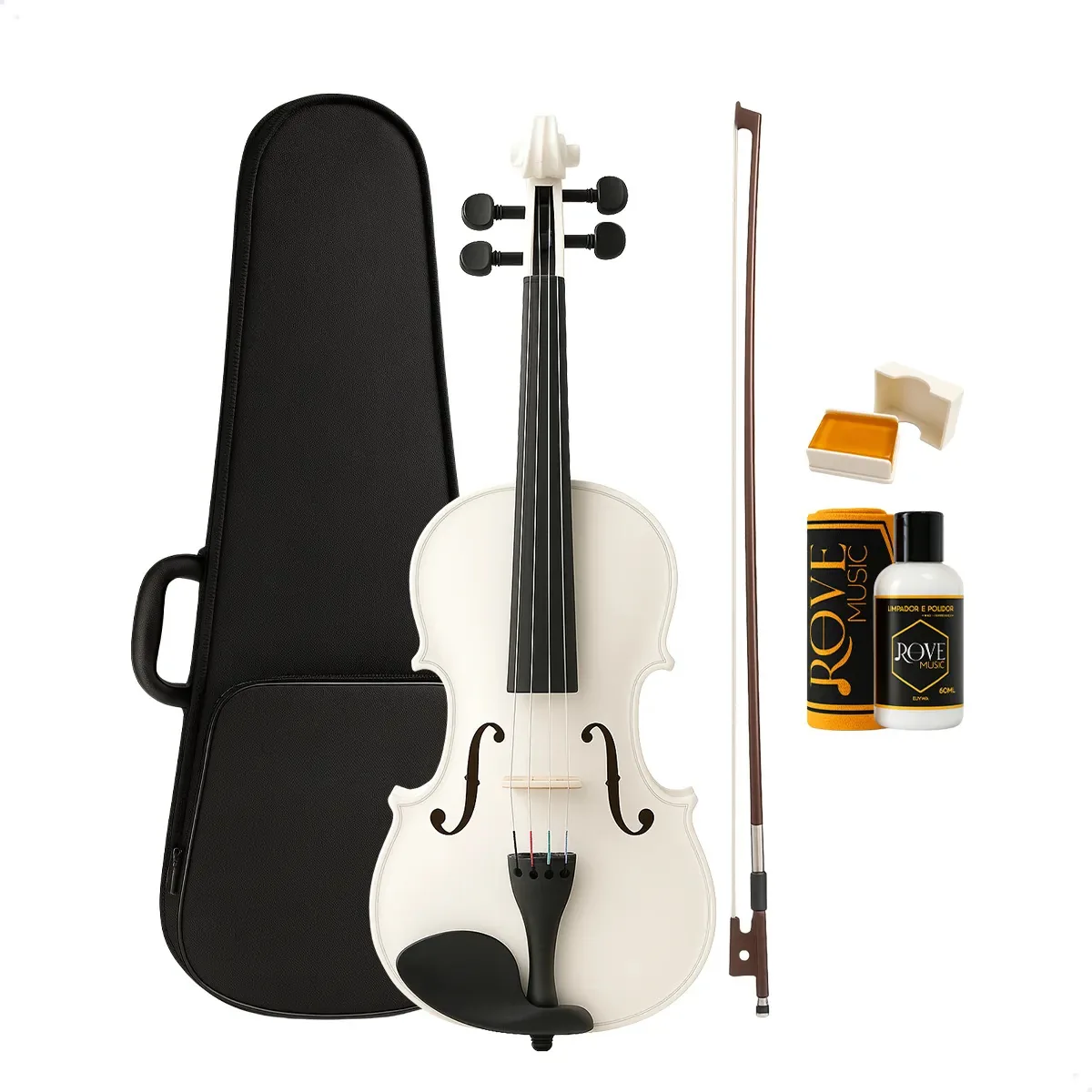 Violino Zellmer Iniciante Zlm44wv 4/4 Branco + Polidor Rove Branco