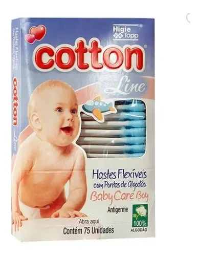 Hastes Flexíveis 75 Unidades Baby Care Boy Cotton