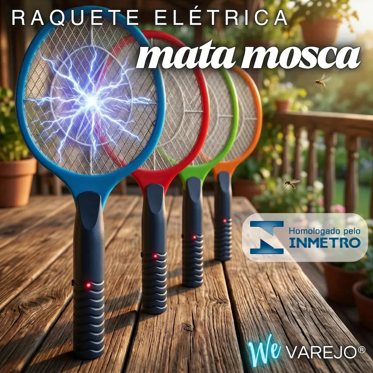Raquete Mata Mosca We Varejo Elétrica Bateria Recarregável Portátil Pega Mosquitos Penilogos Matar Insetos