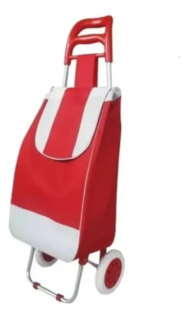 Carrinho De Compras Dobravel Feira Reforcado Rodinhas 30kg Cor Vermelho