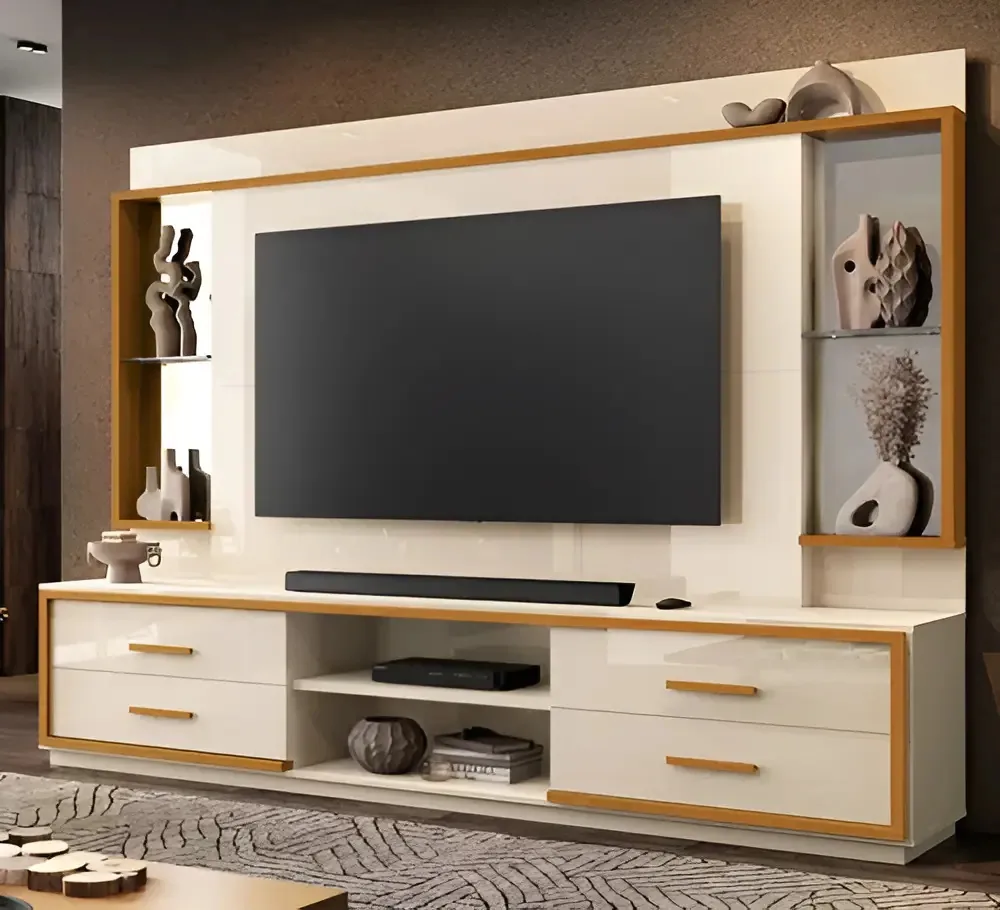 Estante Home Teather Para Tv Leni Off White Cedro Edn Móveis