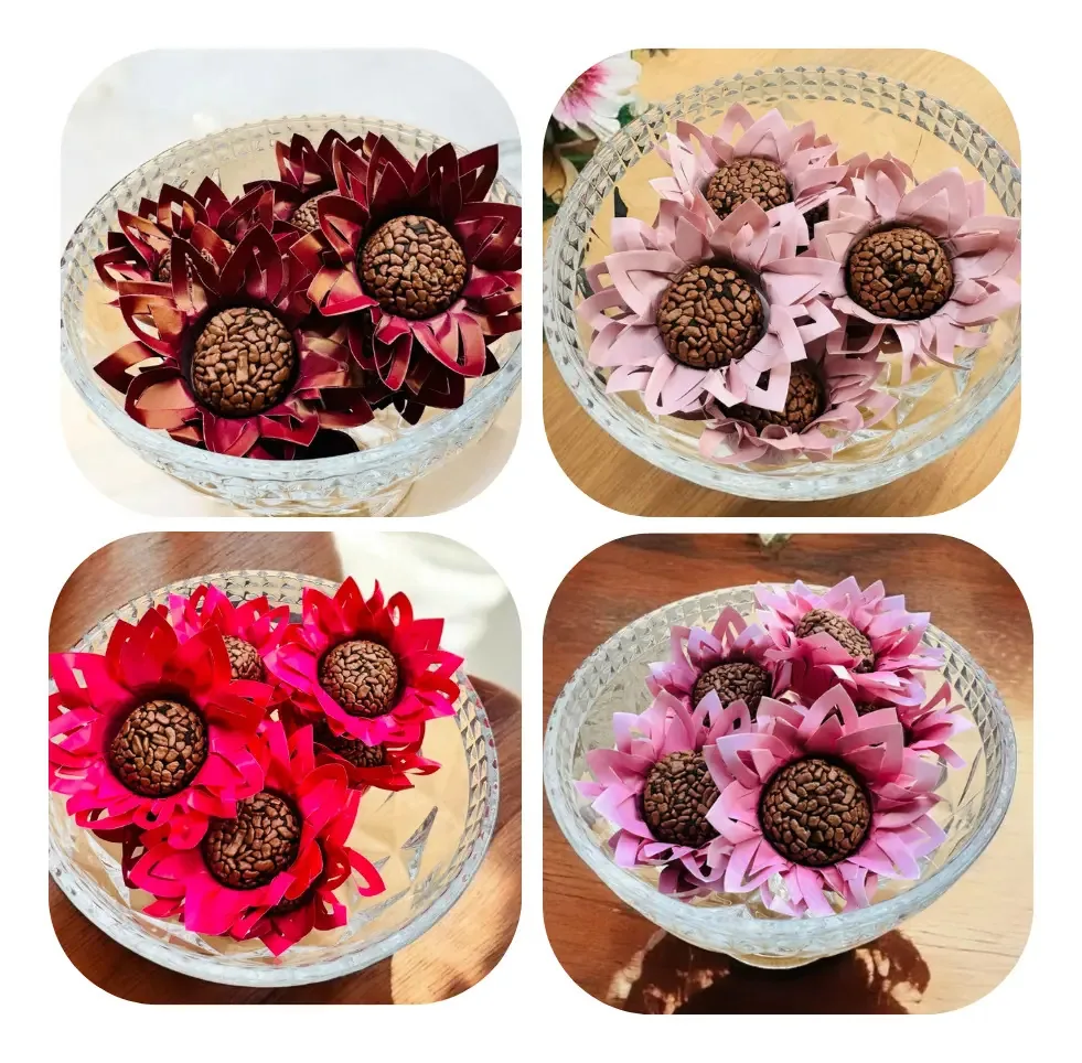 120 Forminhas Para Doces Finos Flor Casamento E Aniversário Cor Marsala