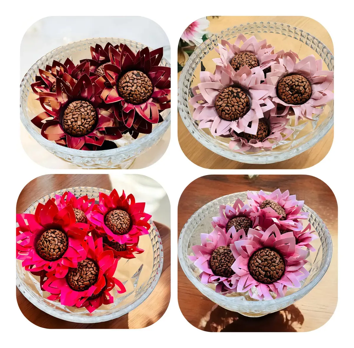 120 Forminhas Para Doces Finos Flor Casamento E Aniversário Cor Rose