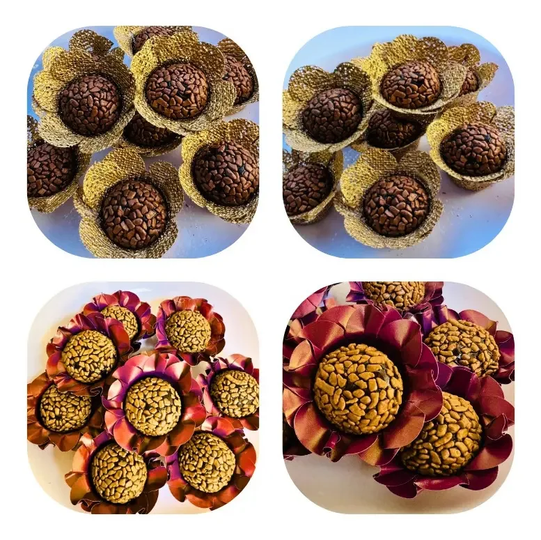 40 Forminhas Para Doces Finos Festa Casamentos Cor Dourado Com Marsala