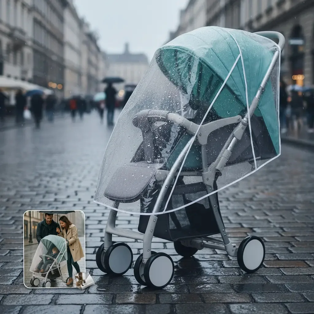 Capa De Chuva Protetora Para Carrinho De Bebê Universal Transparente