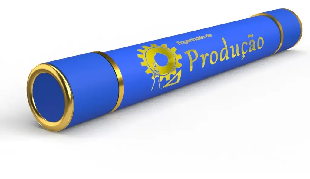 Canudo De Formatura Personalizado Engenharia Produção Azul-escuro