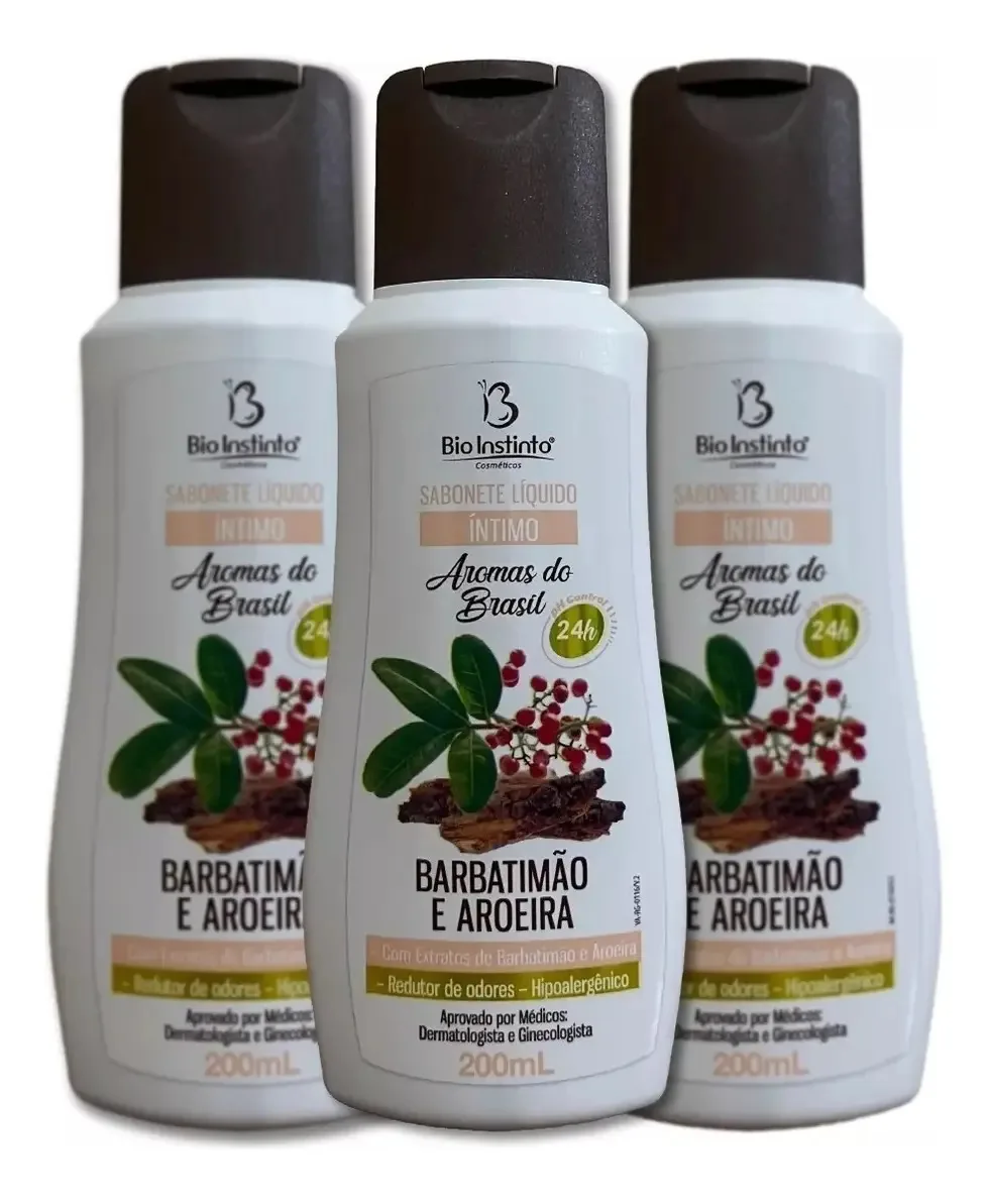 Kit 3 Sabonetes Íntimo Aroeira Barbatimão Antiodor Cicatrizante