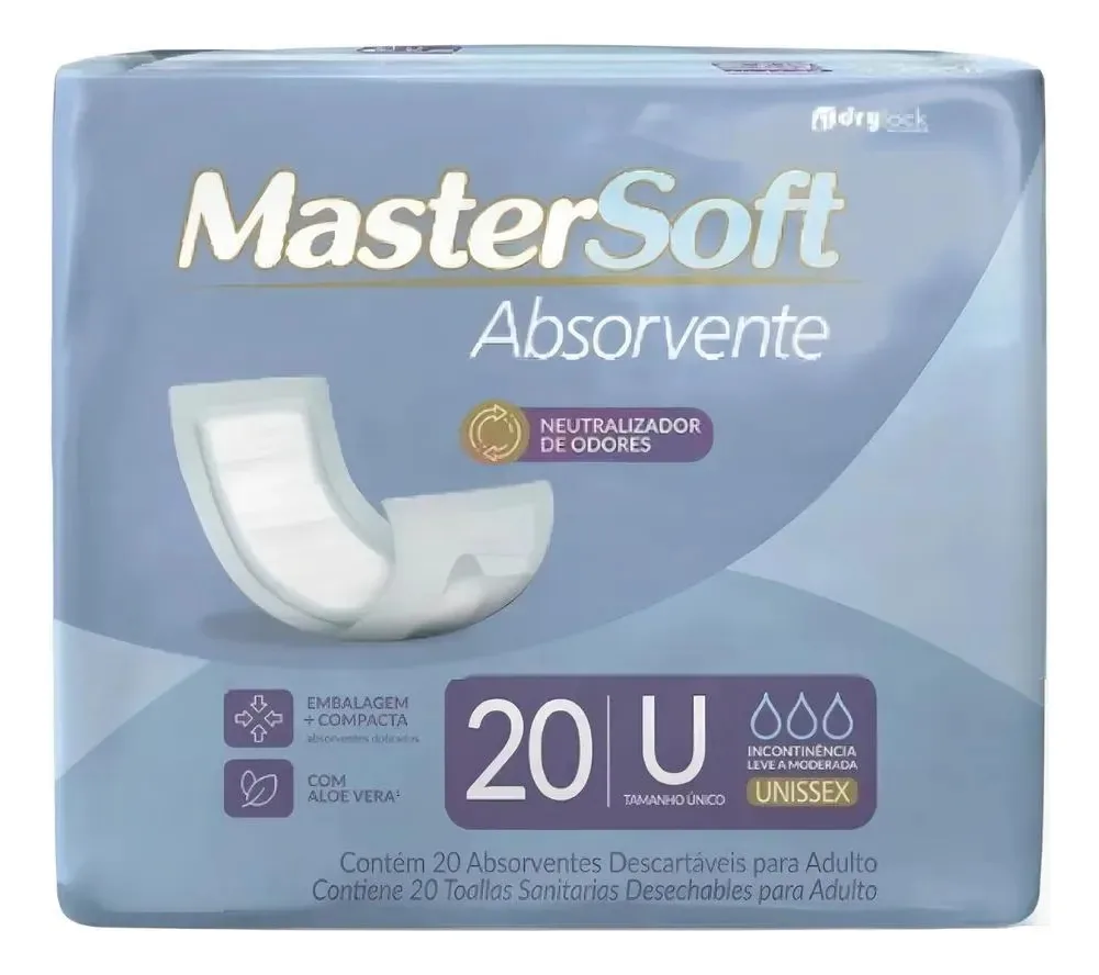 Absorvente Geriátrico Unissex: 20 Unid. Com Aloe Vera