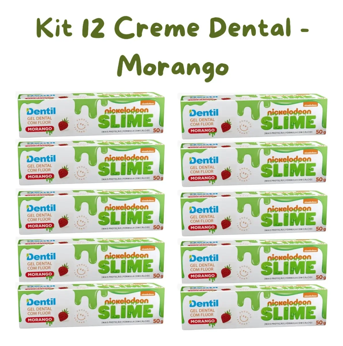 Kit 12 Creme Dental Kids Morango 50g - Sorriso Limpo
