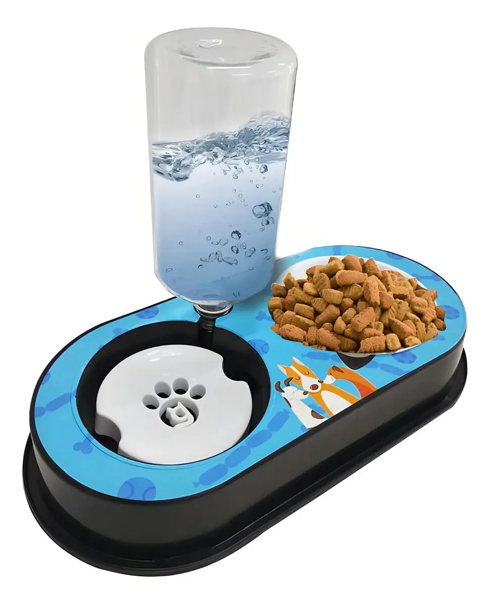 Comedouro Bebedouro Cachorro Gato - Azul