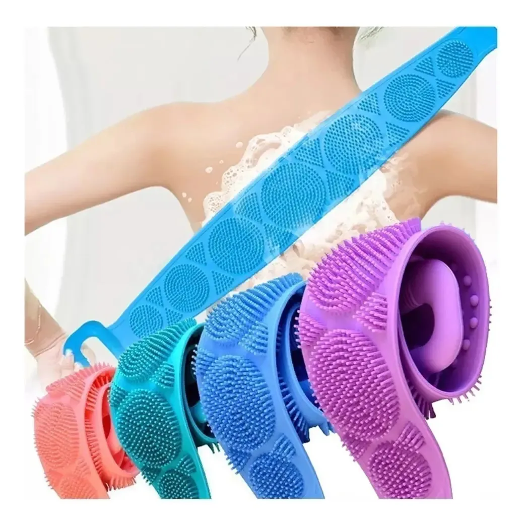 Esfregão Para Banho - Esfoliação Das Costas - Silicone Cor Rosa
