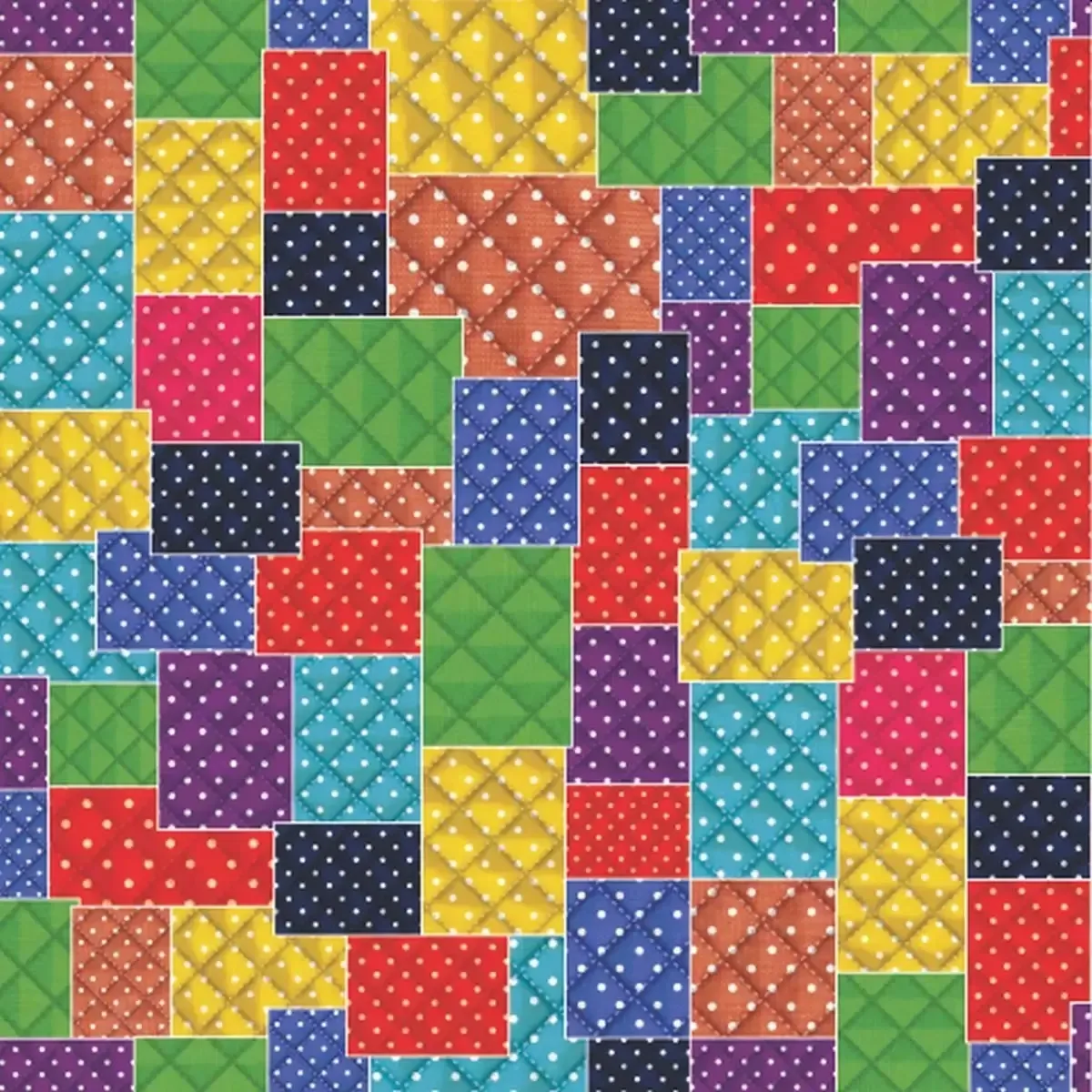 Tnt Estampado Festa Junina Quadriculado 1,4m X 2m Cor Retalhos Matelassê