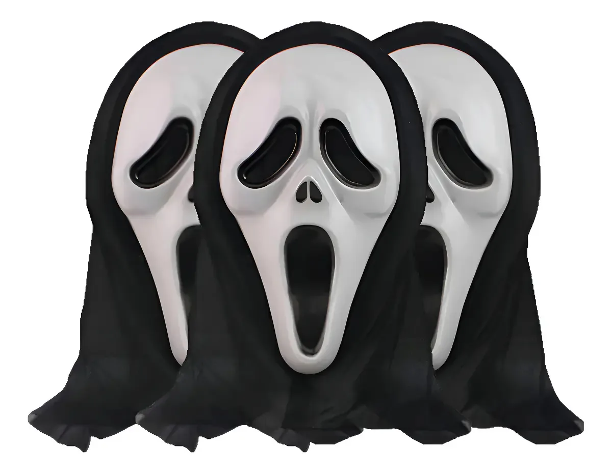 Kit 20 Máscaras Pânico com Capuz Plástico Fantasia Halloween Manifesta