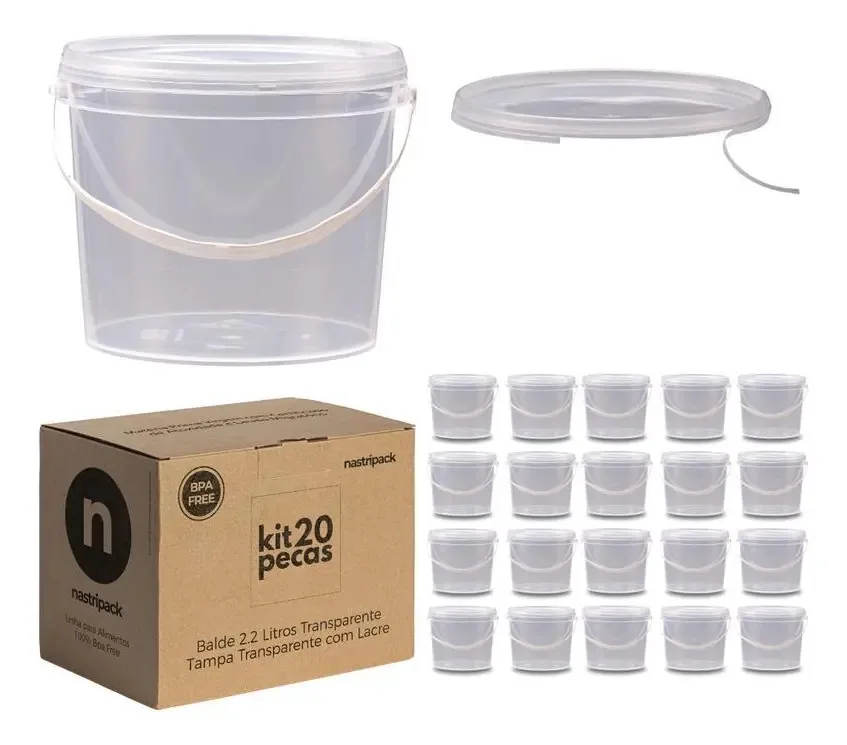 Balde Plástico Para Confeitaria - Kit 20 Pçs