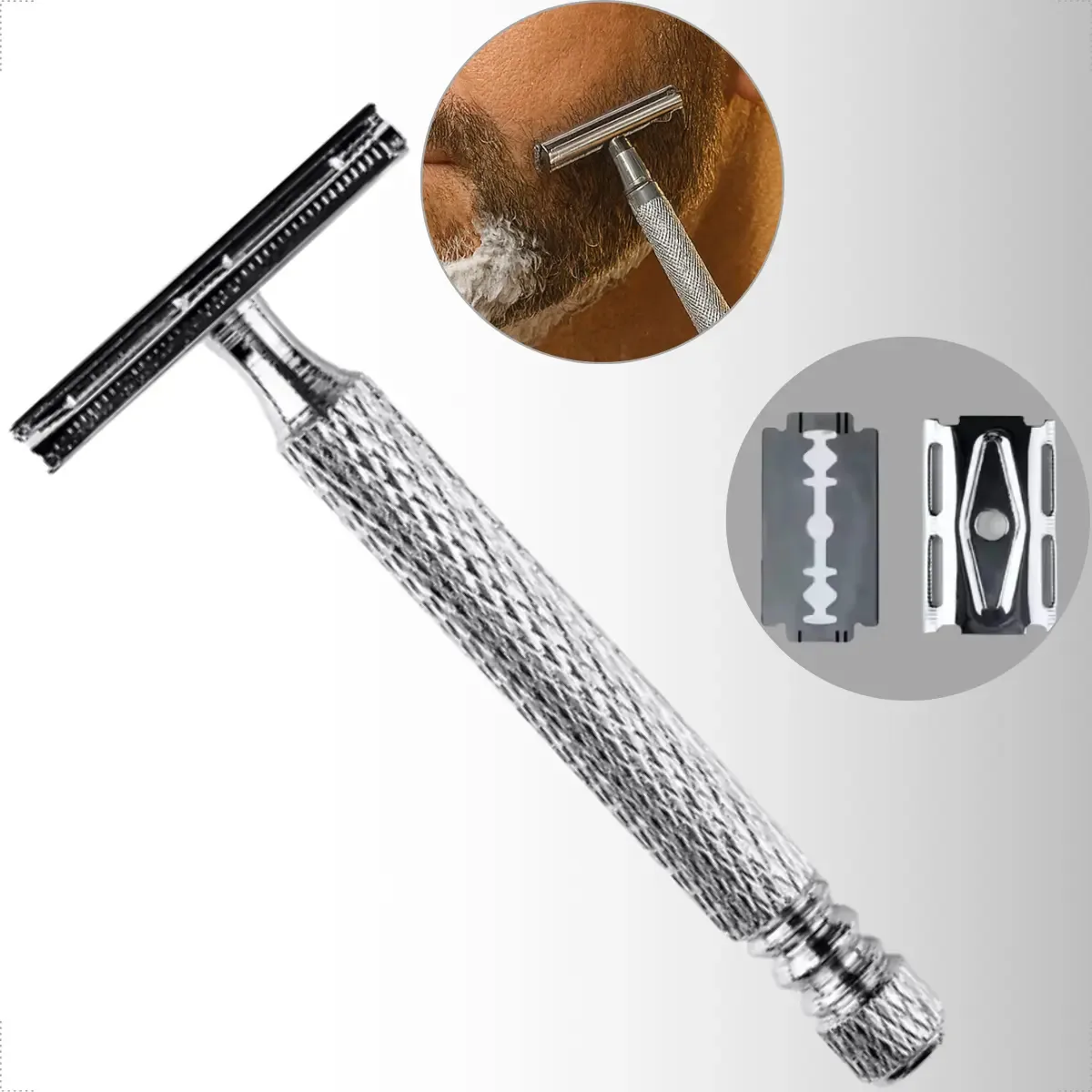 Aparelho De Barbear Antigo Metal Retrô 1 Lâmina Navalha Aço
