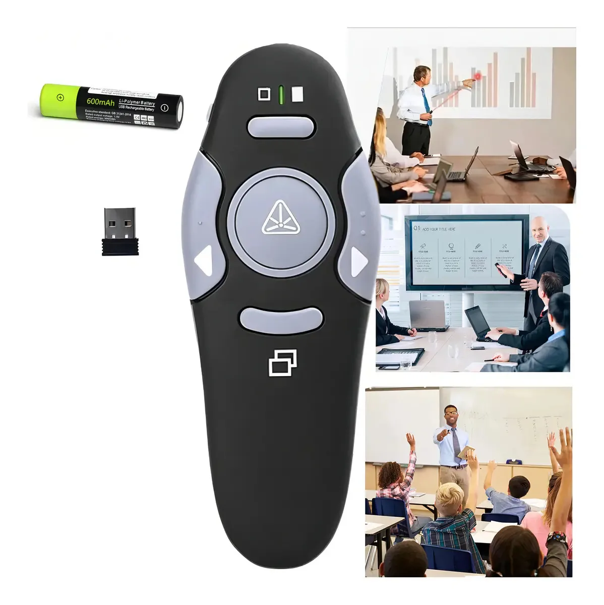 Apresentador de Slides Sem Fio Pointer Laser Controle Remoto PowerPoint Excel Canva Com Alcance De 10m Para Palestras e Reuniões Bahrein