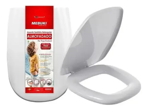Tama Vaso Assento Sanitario Retangular Almofadado Branco