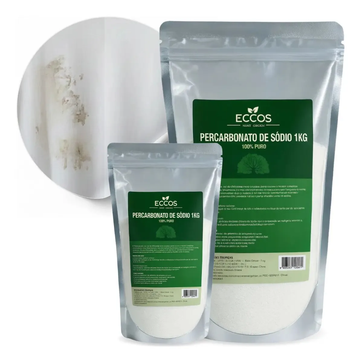 Percarbonato De Sódio 2kg Eccos 100% Puro Tira Manchas Sem Cloro Clareador Roupas Alvejante