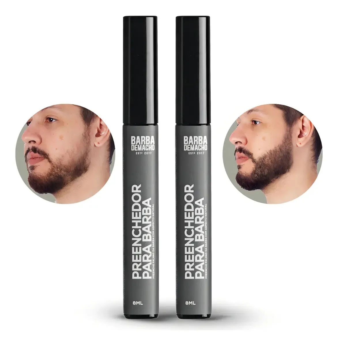 Kit 2 Preenchedor Para Barba Preto Blindagem Contra Agua 8ml